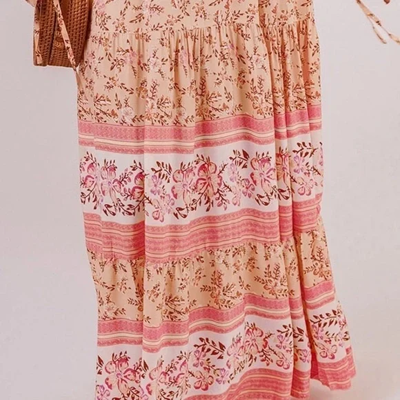 NWT Boho floral maxi dress vacation Euro Summer long sleeve - Picture 6 of 15